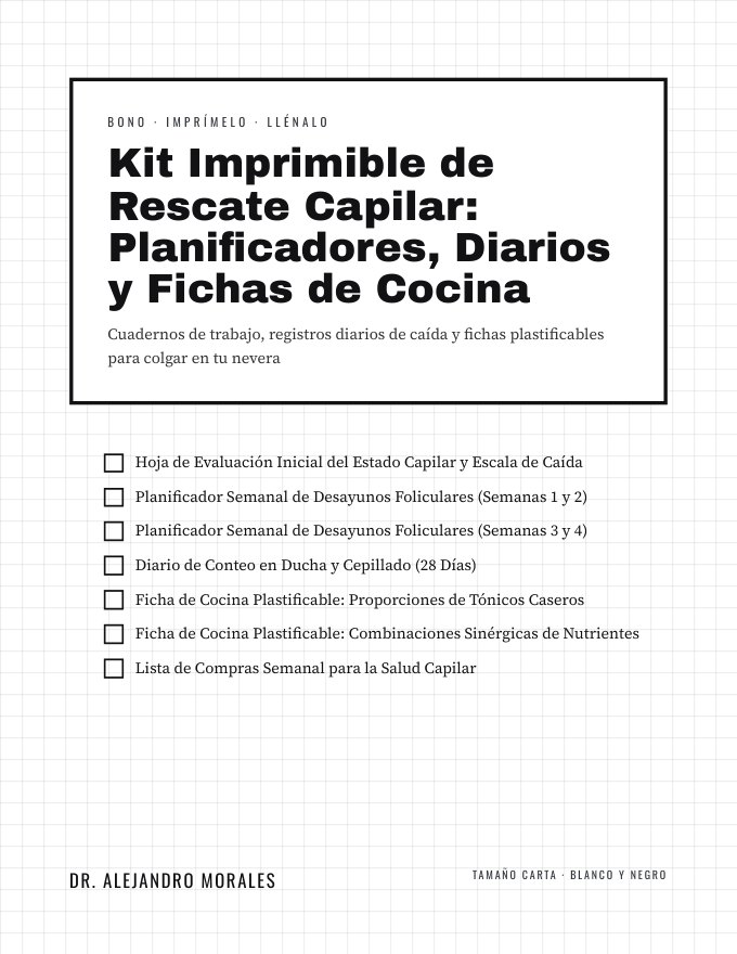 Kit Imprimible de Rescate Capilar: Planificadores, Diarios y Fichas de Cocina